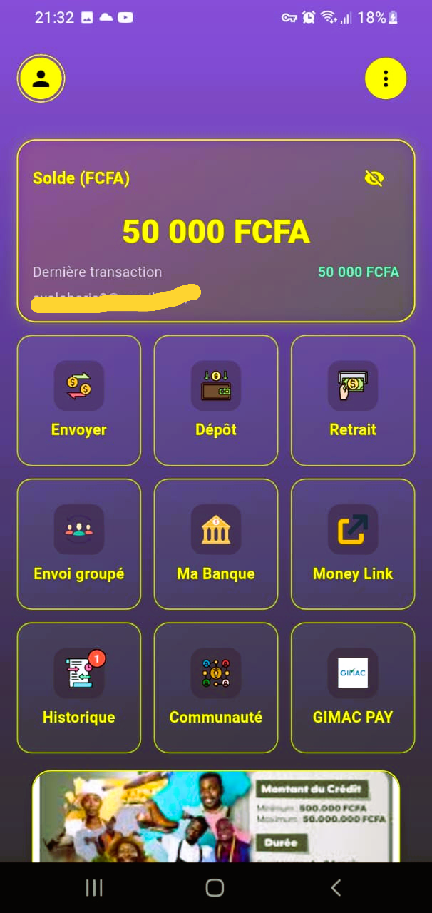 Aperçu de l'application Dolé Money